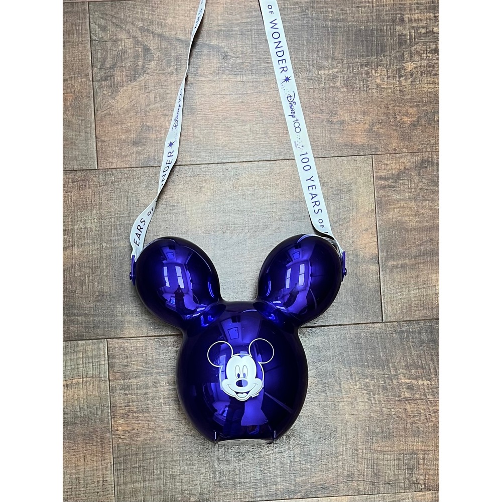Disney Parks 100 Years Metallic Purple Mickey Mouse Balloon Popcorn Bucket